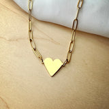 Kalina Paperclip Chain and Heart Necklace