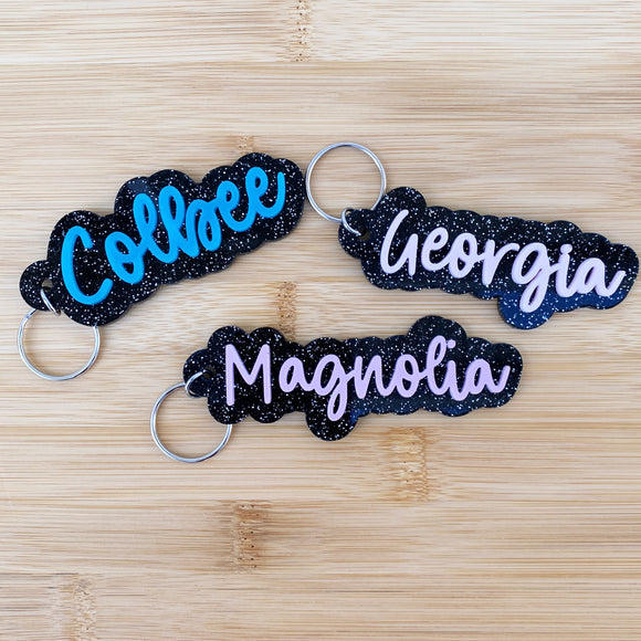 2 Layer Acrylic Name Keychains