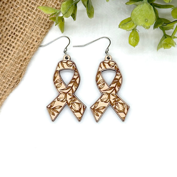 Awareness Floral Maple Wood Drops