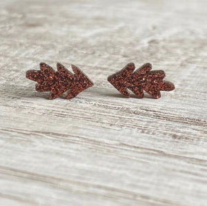 Glitter Oak Leaf Studs
