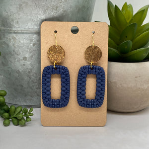 Gold Circle with Navy Rattan Rectangle Drop