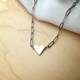 Kalina Paperclip Chain and Heart Necklace - Wholesale