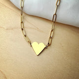 Kalina Paperclip Chain and Heart Necklace - Wholesale