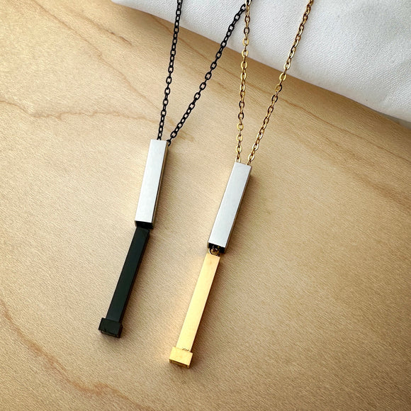 Tasha Vertical Bar Hidden Message Necklace - Main Image