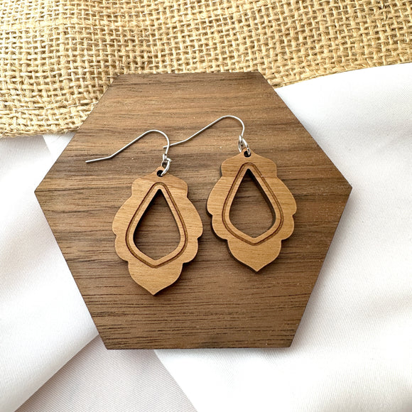 Simple Elegant Hoop Drop Wood Earrings - Wholesale