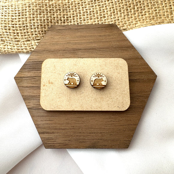 Brown Bear Burst Stud Earrings