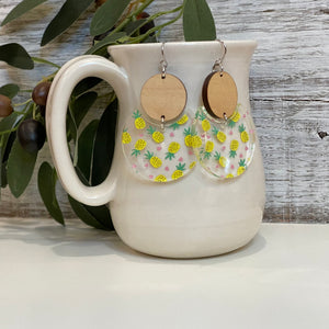 Maple Wood and Pineapple Circle Acrylic Drops