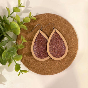 Rose Gold Glitter Filled Maple Wood Drops