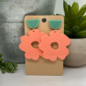 Sage Acrylic Post with Coral Acrylic Flower Drop