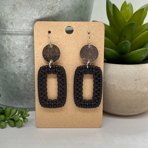 Silver Circle with Black Rattan Rectangle Drop
