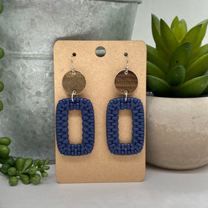 Silver Circle with Navy Rattan Rectangle Drop