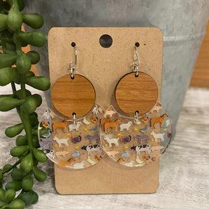 Walnut Wood and Farm Animal Acrylic Drops