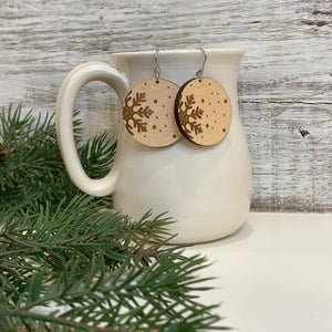 Circle Snowflake Maple Wood Mini Drops