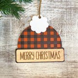 2 Layer Wood and Acrylic Beanie Ornament