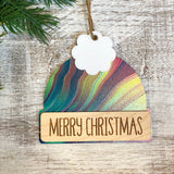 2 Layer Wood and Acrylic Beanie Ornament