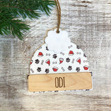 2 Layer Wood and Acrylic Beanie Ornament