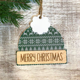 2 Layer Wood and Acrylic Beanie Ornament