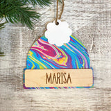 2 Layer Wood and Acrylic Beanie Ornament