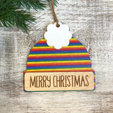2 Layer Wood and Acrylic Beanie Ornament