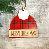 2 Layer Wood and Acrylic Beanie Ornament