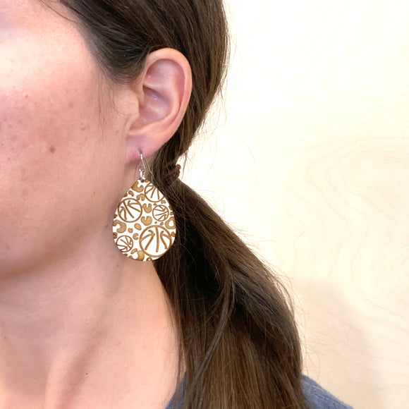 Basketball Leopard Print Drop Earrings Maple Wood - Wholesale