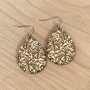 Cheerleader Leopard Print Drop Earrings Maple Wood