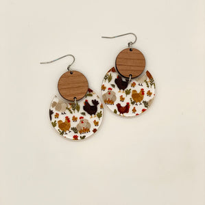 Chickens and Wood Circle Drops