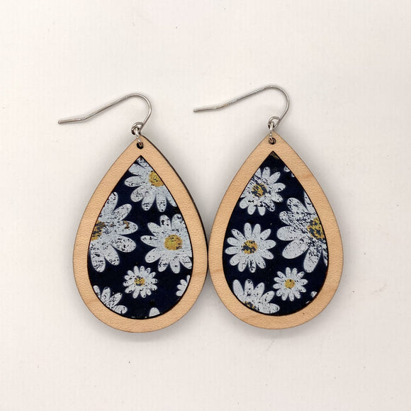 Daisies on Dark Navy Cork Drops