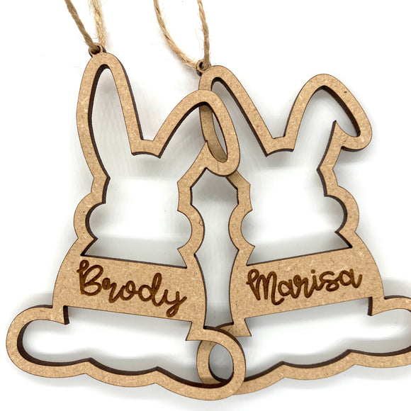 Engraved Bunny Silhouette Easter Tag