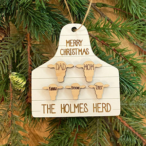 Family Cow Tag Ornament