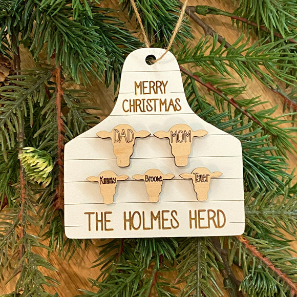Family Cow Tag Ornament