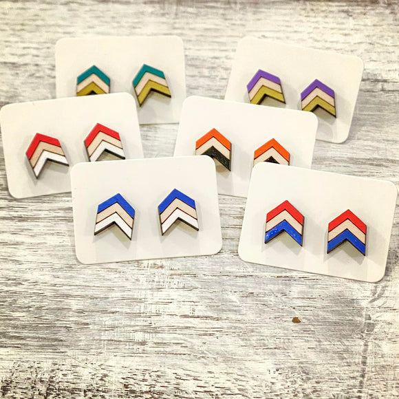 Hand Painted School Spirit Chevron Studs