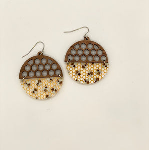Honeycomb and Bees Half Circle Drops