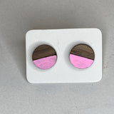 Two Tone Walnut Geo Studs