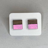 Two Tone Walnut Geo Studs