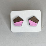 Two Tone Walnut Geo Studs