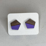 Two Tone Walnut Geo Studs