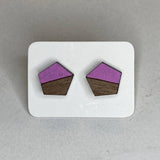 Two Tone Walnut Geo Studs