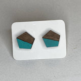Two Tone Walnut Geo Studs