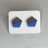 Two Tone Walnut Geo Studs