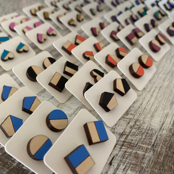 Two Tone Maple Geo Studs - Wholesale