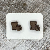 State Stud Earrings-Walnut - Wholesale