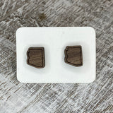 State Stud Earrings-Walnut - Wholesale