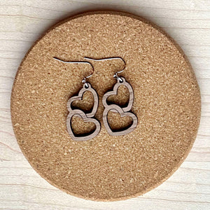 Wood Double Heart Drops - Wholesale