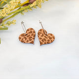 Leopard Heart Drops with Surgical Steel Hoops
