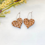 Leopard Heart Drops with Surgical Steel Hoops