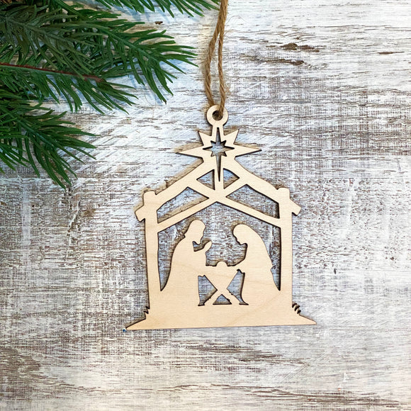 Rustic Nativity Ornament