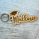 Senior Keychains - Graduation Cap with Name