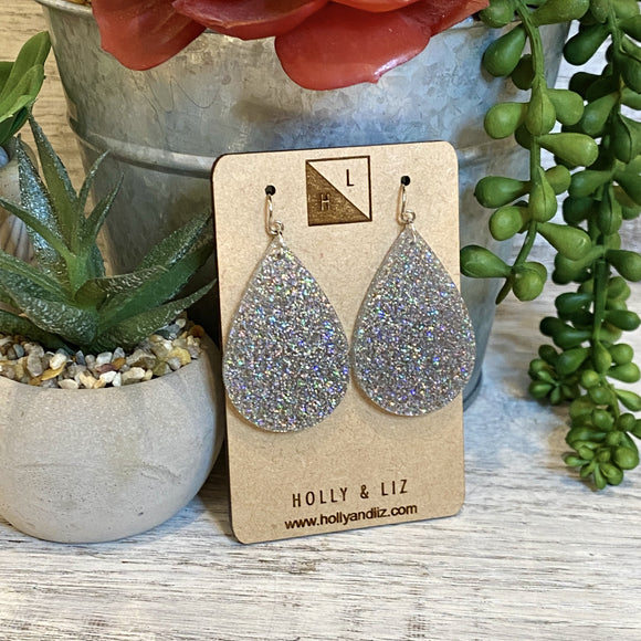 Silver and Multi Glitter Acrylic Drops