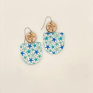 Starfish and Wood Circle Drops